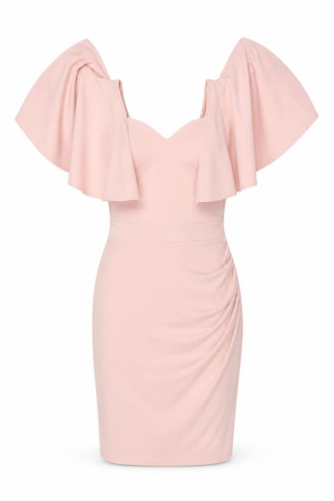 Grace Karin Womens Pink Polyester Bodycon Size S V-Neck - Butterfly Sleeve