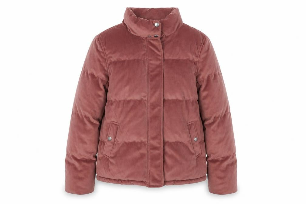 Front view of QED London women’s pink jacket, size UK 8, zip