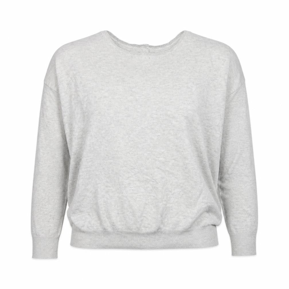Debenhams Womens Grey Round Neck Viscose Wrap Jumper Size 10 - Key Hole Back