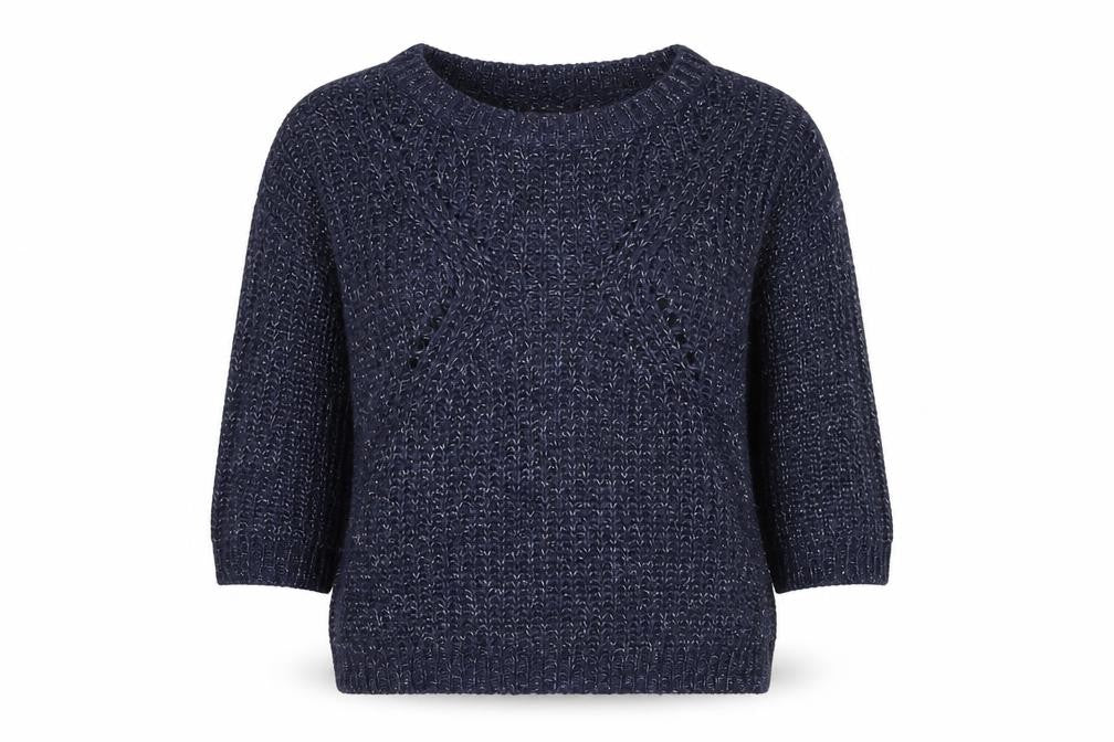 Front view of Tu women’s blue round neck acrylic jumper, size UK 14