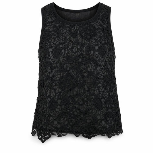 Front view of Only women’s black floral polyester basic blouse, size UK 12, round neck