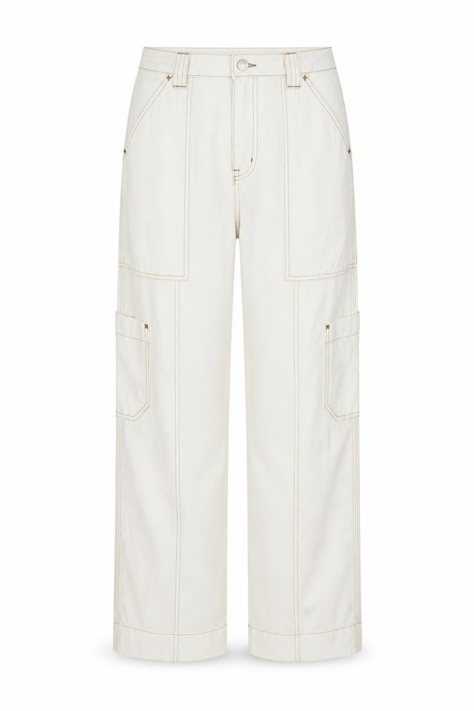 Front view of Weekday women’s white cotton straight jeans, size UK 12, 27-inch leg regular zip