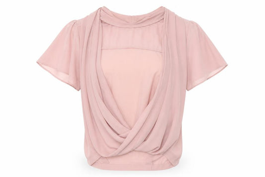 Front view of Tu women’s pink polyester basic blouse, size UK 12, v-neck