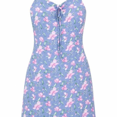 Nasty Gal Womens Blue Floral Polyester Slip Dress Size 6 Sweetheart Zip