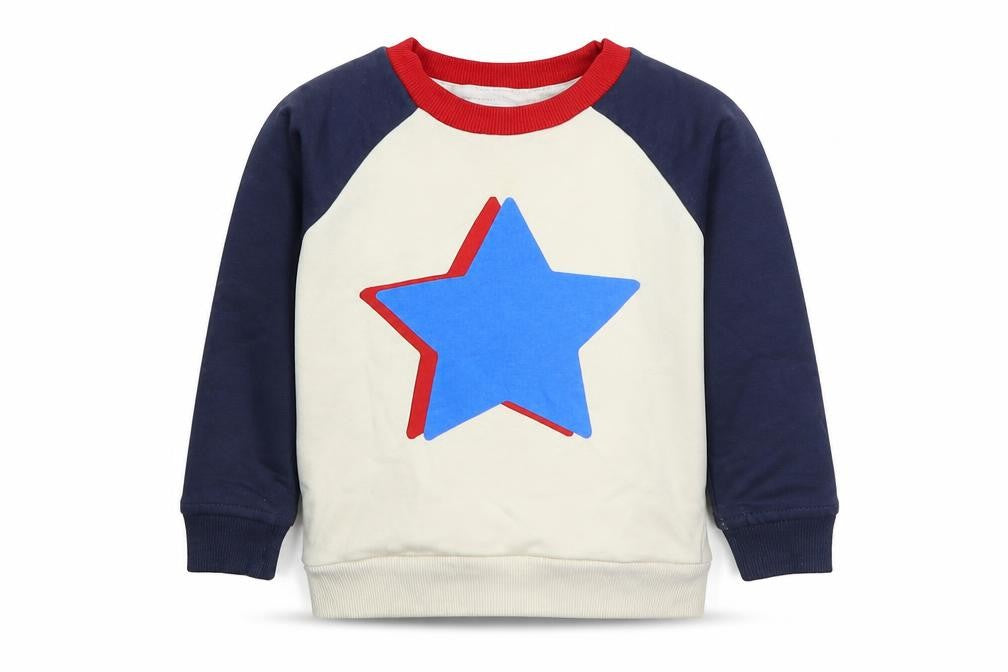Front view of Dunnes boys’ white cotton pullover sweatshirt, size 2-3, years pullover