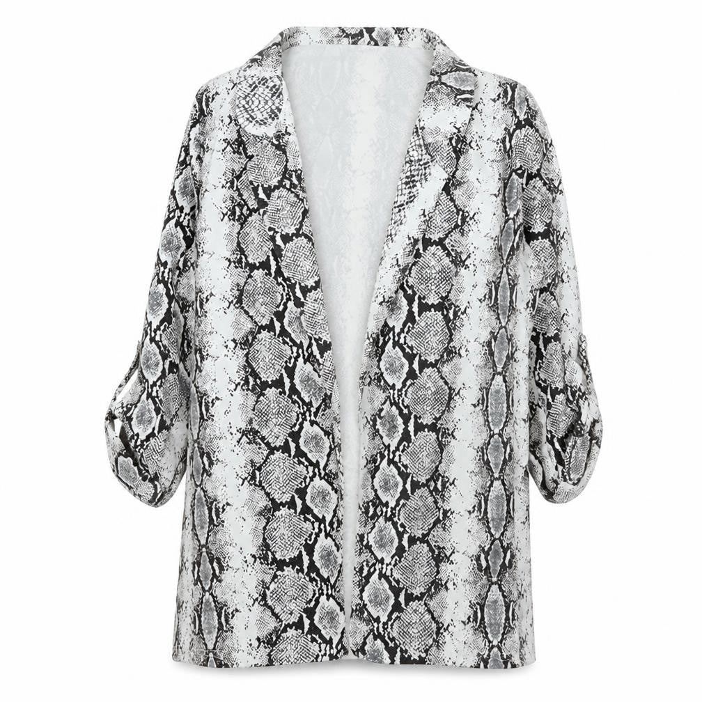 Front view of New Look women’s grey animal print jacket, size UK 10