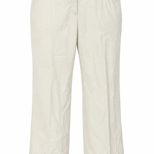 Marks and Spencer Womens Beige Cotton Trousers Size 12 L25 in Regular Zip