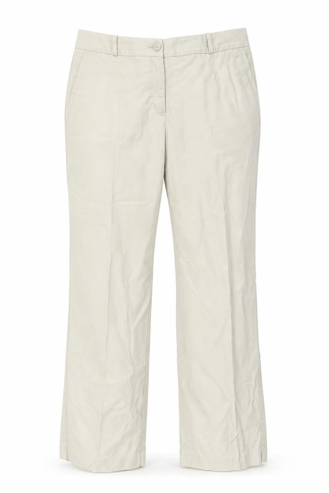 Marks and Spencer Womens Beige Cotton Trousers Size 12 L25 in Regular Zip