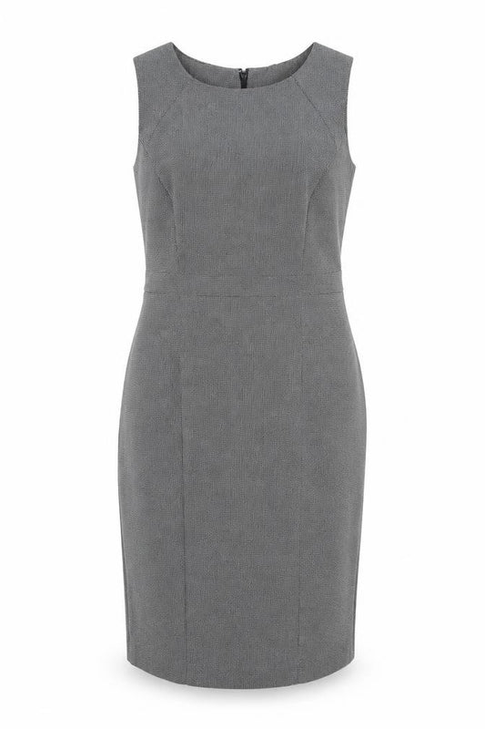 Front view of Primark women’s grey polyester shift, size UK 8, round neck zip