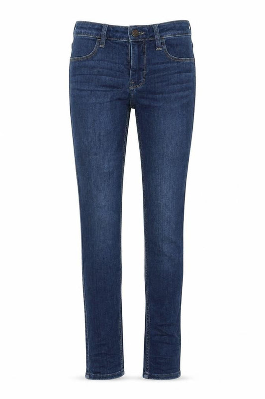 Front view of Hollister women’s blue polyester skinny jeans, size UK 24, in, 24-inch leg regular zip