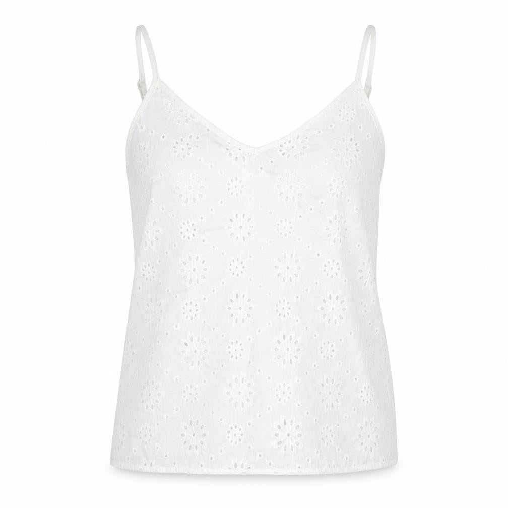 Front view of SHEIN women’s white floral polyester camisole tank, size S, v-neck