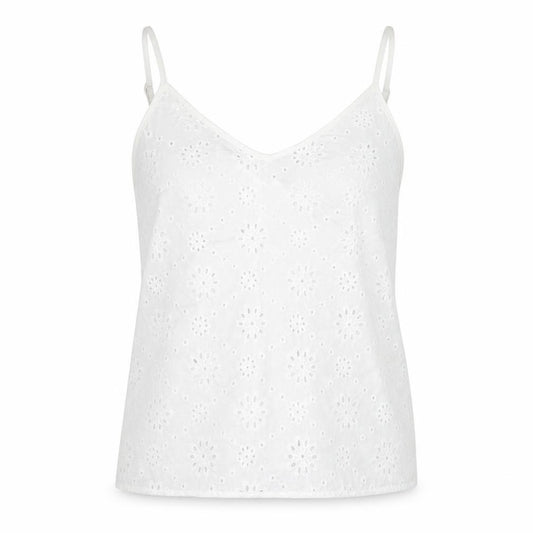 Front view of SHEIN women’s white floral polyester camisole tank, size S, v-neck