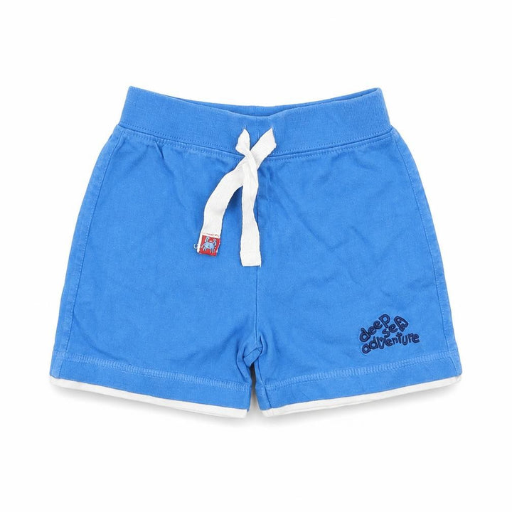 Mothercare Boys Blue Cotton Cropped Trousers Size 6-9 Months Drawstring - Deep Sea Adventure