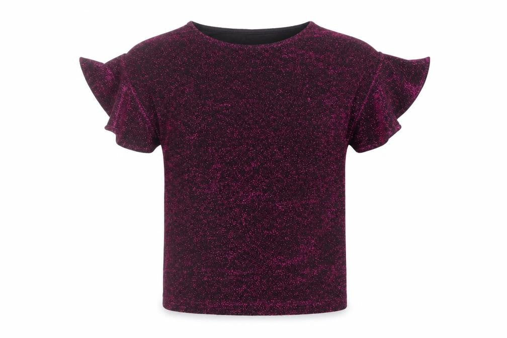 Front view of Tu girls’ purple polyester basic t-shirt, size 6, years round neck pullover