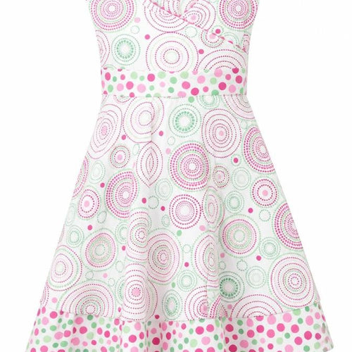Strawberry Faire Girls Multicoloured Geometric Cotton Skater Dress Size 18 Months Round Neck Button