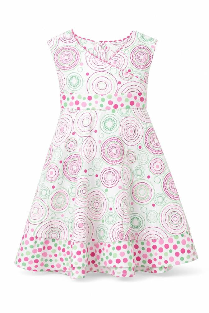 Strawberry Faire Girls Multicoloured Geometric Cotton Skater Dress Size 18 Months Round Neck Button