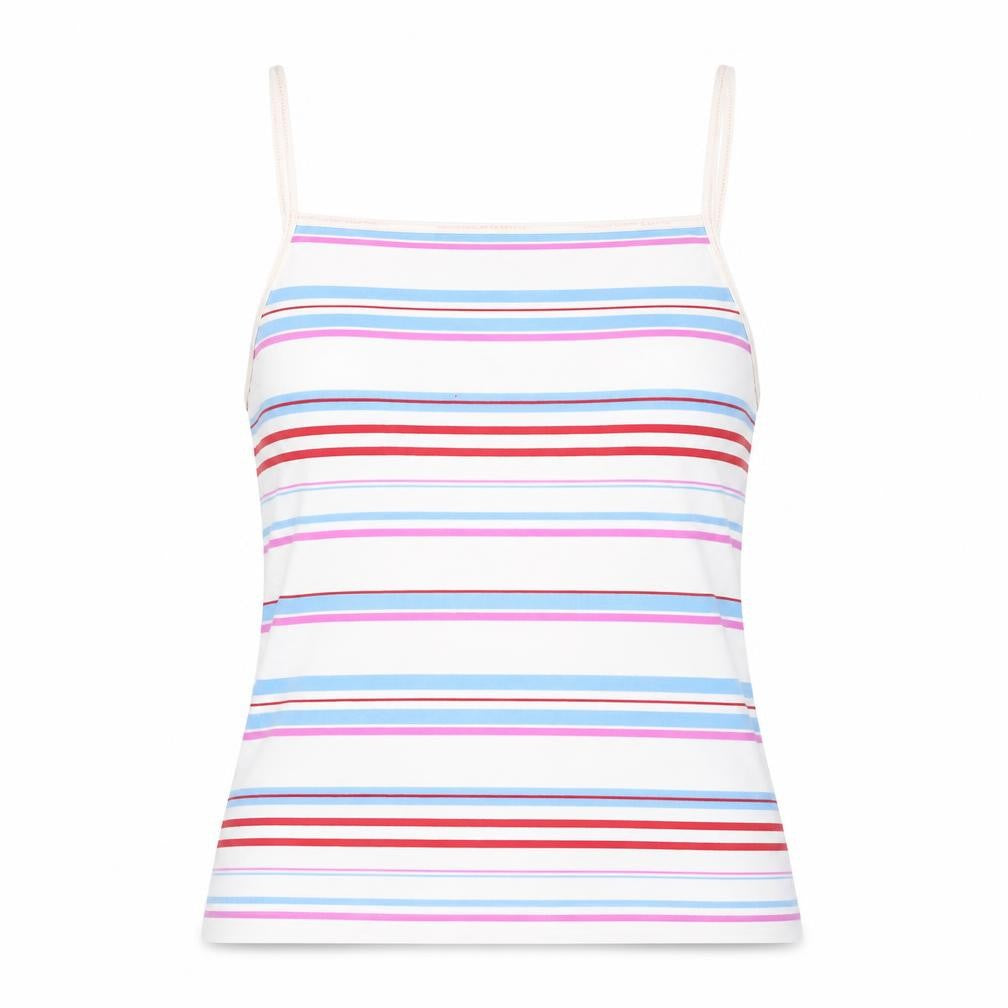 United Colors of Benetton Womens Multicoloured Striped Polyamide Camisole T-Shirt Size M Square Neck