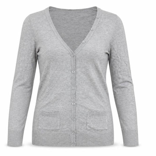 Marks and Spencer Womens Grey V-Neck Acrylic Cardigan Jumper Size 10