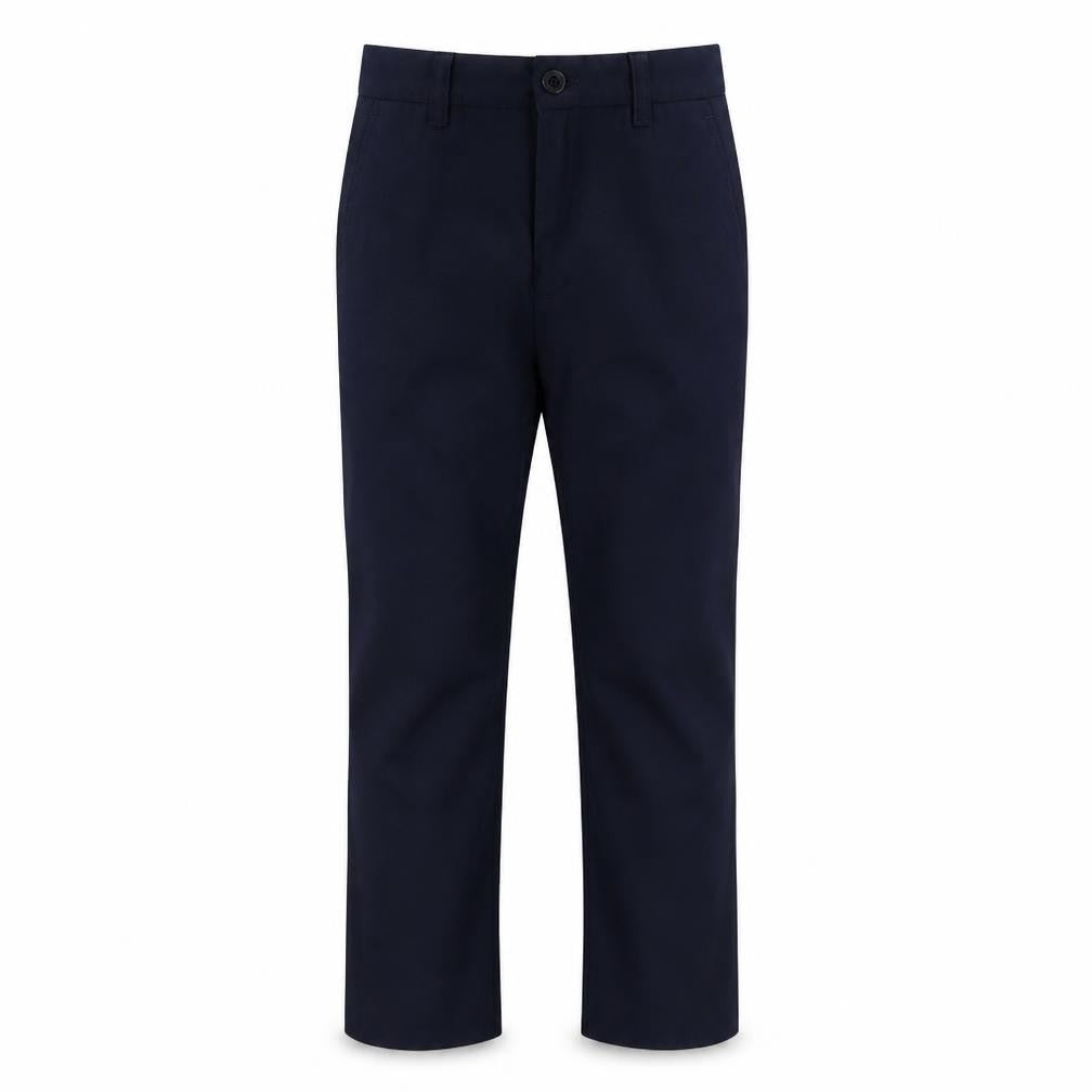 Front view of Next boys’ blue polyester dress pants trousers, size 4, years regular button