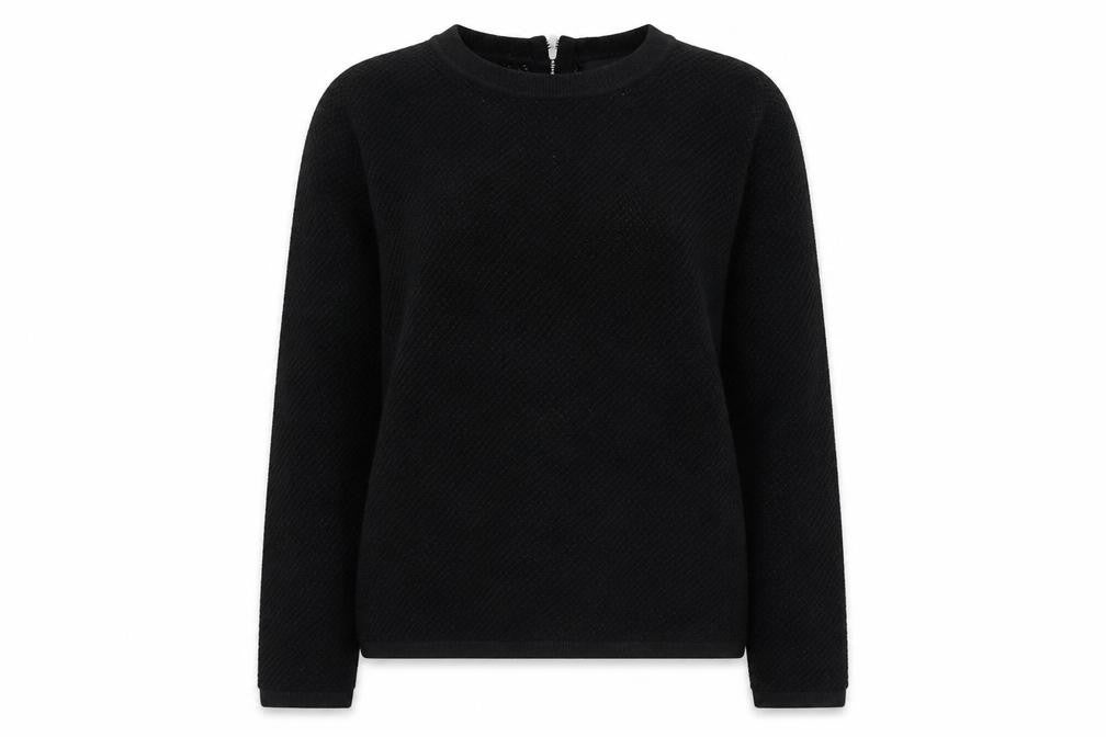 Front view of Next women’s black round neck cotton jumper, size UK 10