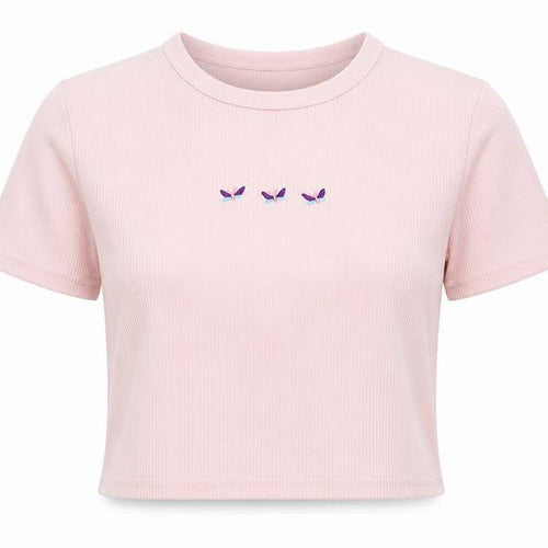 STYLEWISE Womens Pink Polyester Jersey T-Shirt Size 10 Round Neck - butterflies