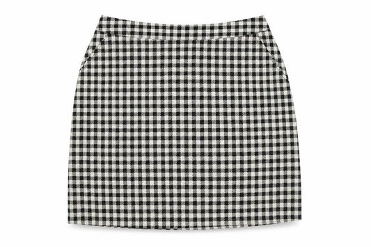 Papaya Womens White Check Polyester A-Line Skirt Size 10 Regular Zip