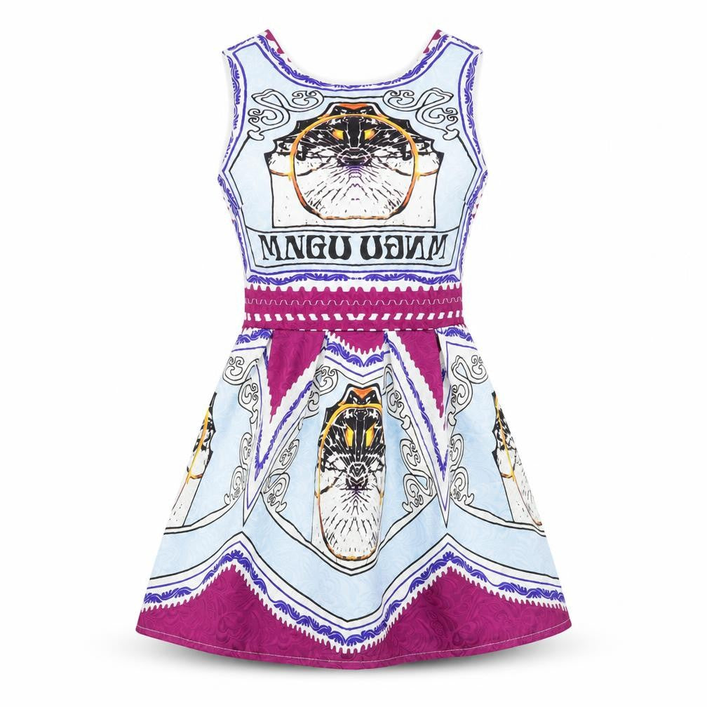 CRFS Womens Multicoloured Geometric Polyester Skater Dress Size S Round Neck Zip