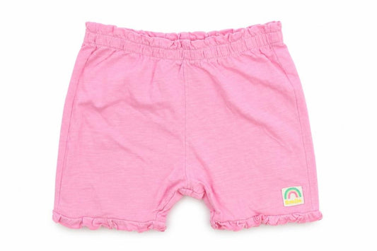 Marks and Spencer Girls Pink 100% Cotton Sweat Shorts Size 2-3 Years Regular Drawstring - Smile
