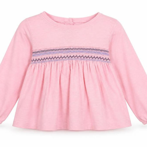 Leigh Tucker Girls Pink 100% Cotton Basic T-Shirt Size 2-3 Years Round Neck Button