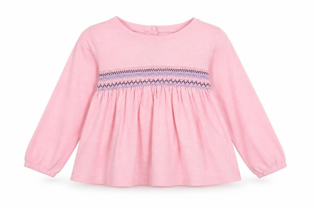 Leigh Tucker Girls Pink 100% Cotton Basic T-Shirt Size 2-3 Years Round Neck Button