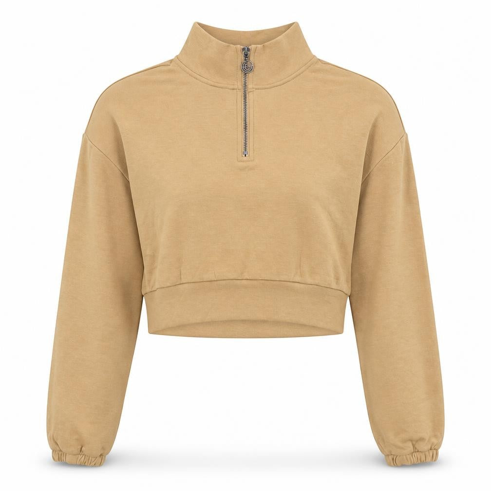 Front view of Gilly Hicks women’s brown polyester pullover sweatshirt, size M, pullover - cropped