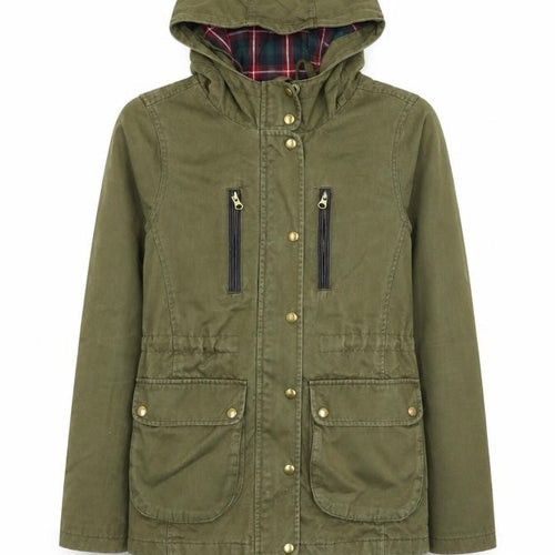 Topshop Womens Green Parka Coat Size 6 Zip - Elbow Patches
