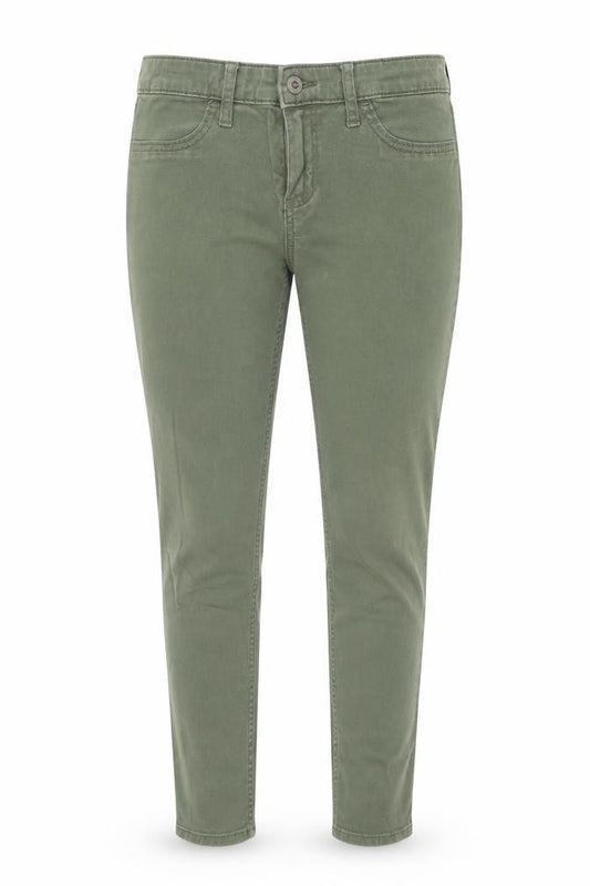 Front view of Next women’s green cotton skinny jeans, size UK 26, in, 20-inch leg regular button
