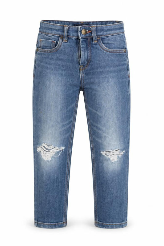 NEXT Boys Blue Cotton Straight Jeans Size 9 Months Regular Button - Distressed