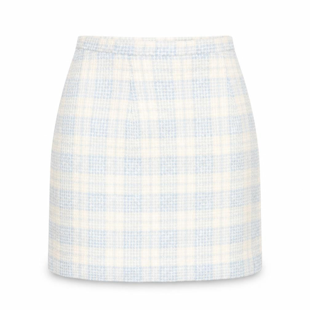 Dorothy Perkins Womens Blue Plaid Acrylic A-Line Skirt Size 8 Button