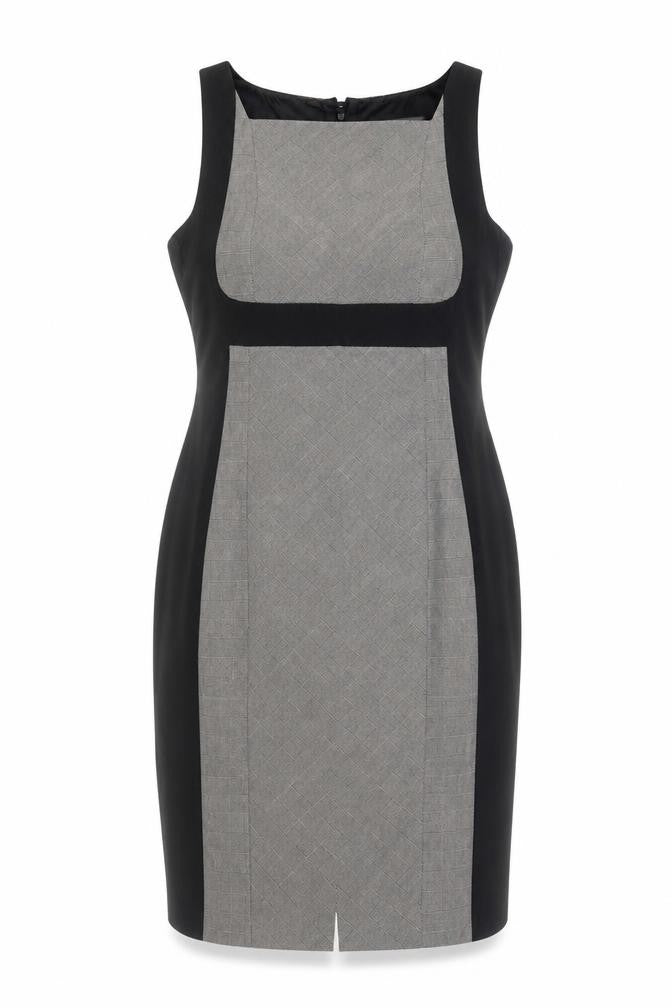 Front view of Tu women’s black polyester sheath, size UK 12, square neck zip