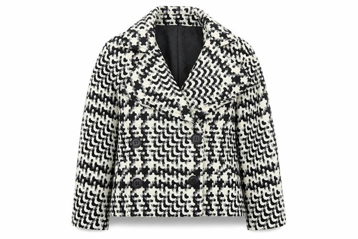 Lucchero Womens Black Geometric Jacket Size 14 Button