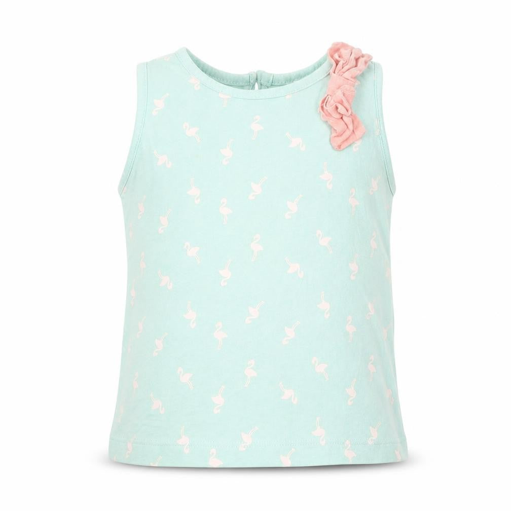 mamas & papas Baby Green Geometric Cotton Basic T-Shirt Size 18-24 Months Round Neck Button - Flamingo Print