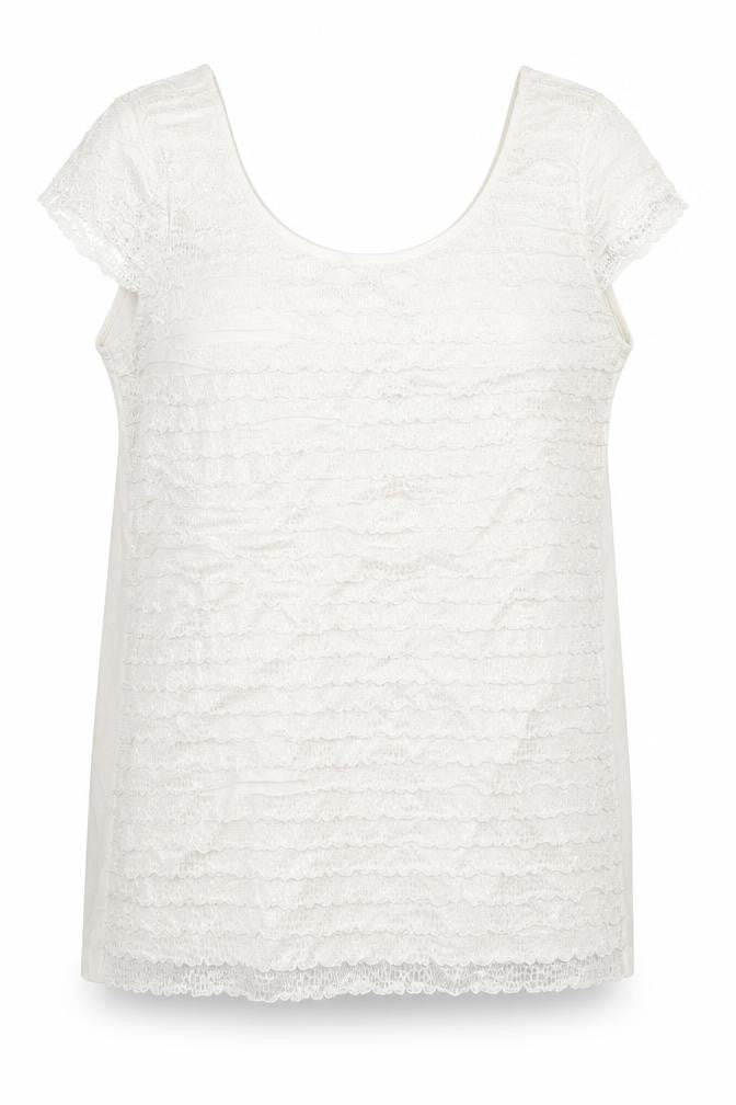 Front view of Moda women’s ivory viscose basic tank, size UK 16, scoop neck