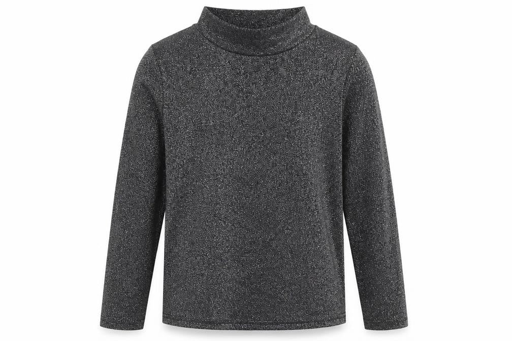 Front view of Next girls’ black polyester basic t-shirt, size 9, years high neck pullover