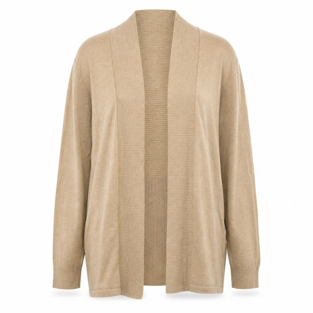 Gallery Womens Beige V-Neck Viscose Cardigan Jumper Size M