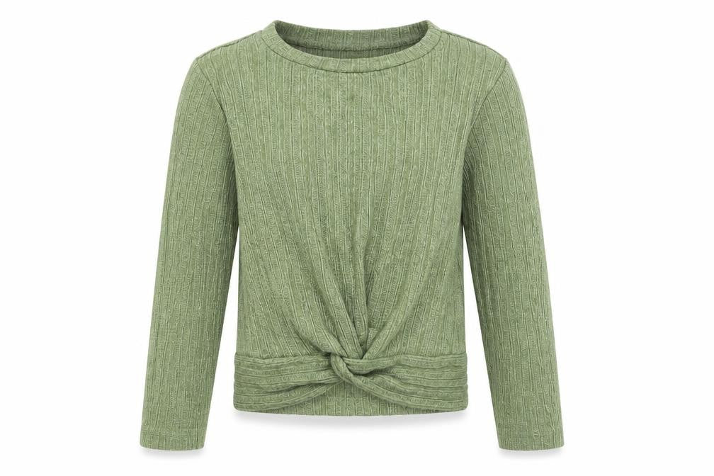 Dunnes Stores Girls Green Crew Neck Polyester Pullover Jumper Size 6-7 Years Pullover - Knot Detail