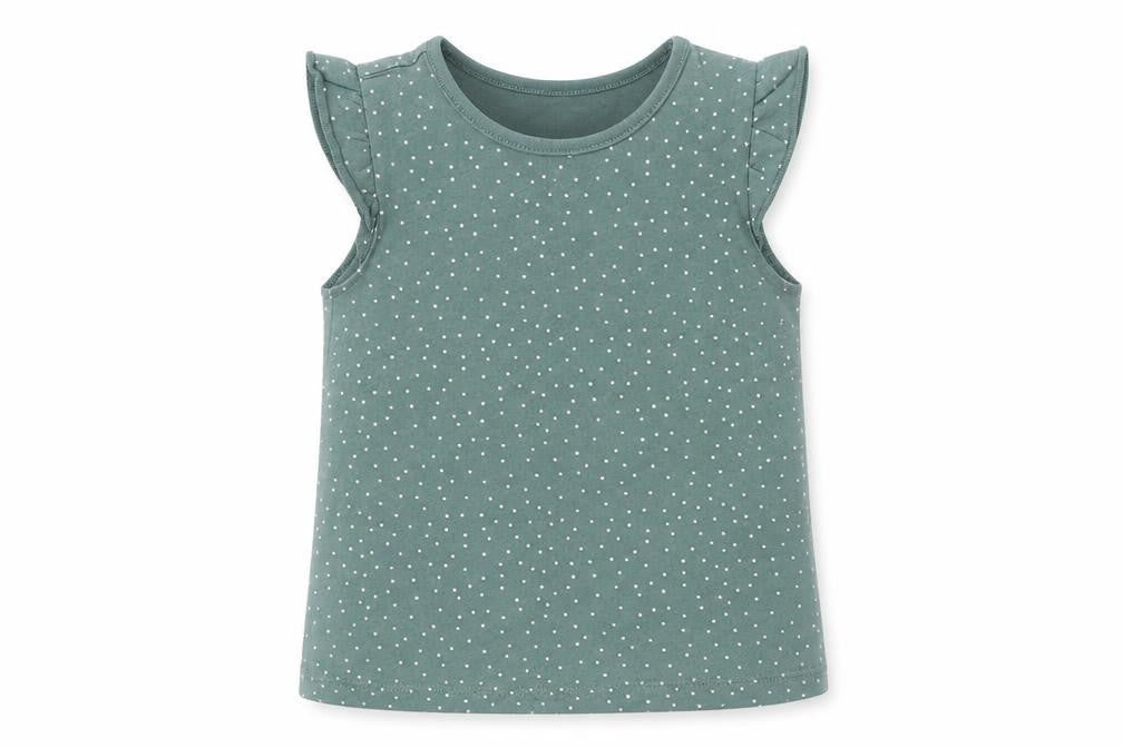 Front view of George Baby Green Polka Dot Cotton Basic Tank, size 12-18, Months Crew Neck Pullover