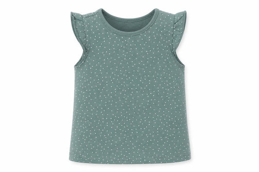 Front view of George Baby Green Polka Dot Cotton Basic Tank, size 12-18, Months Crew Neck Pullover