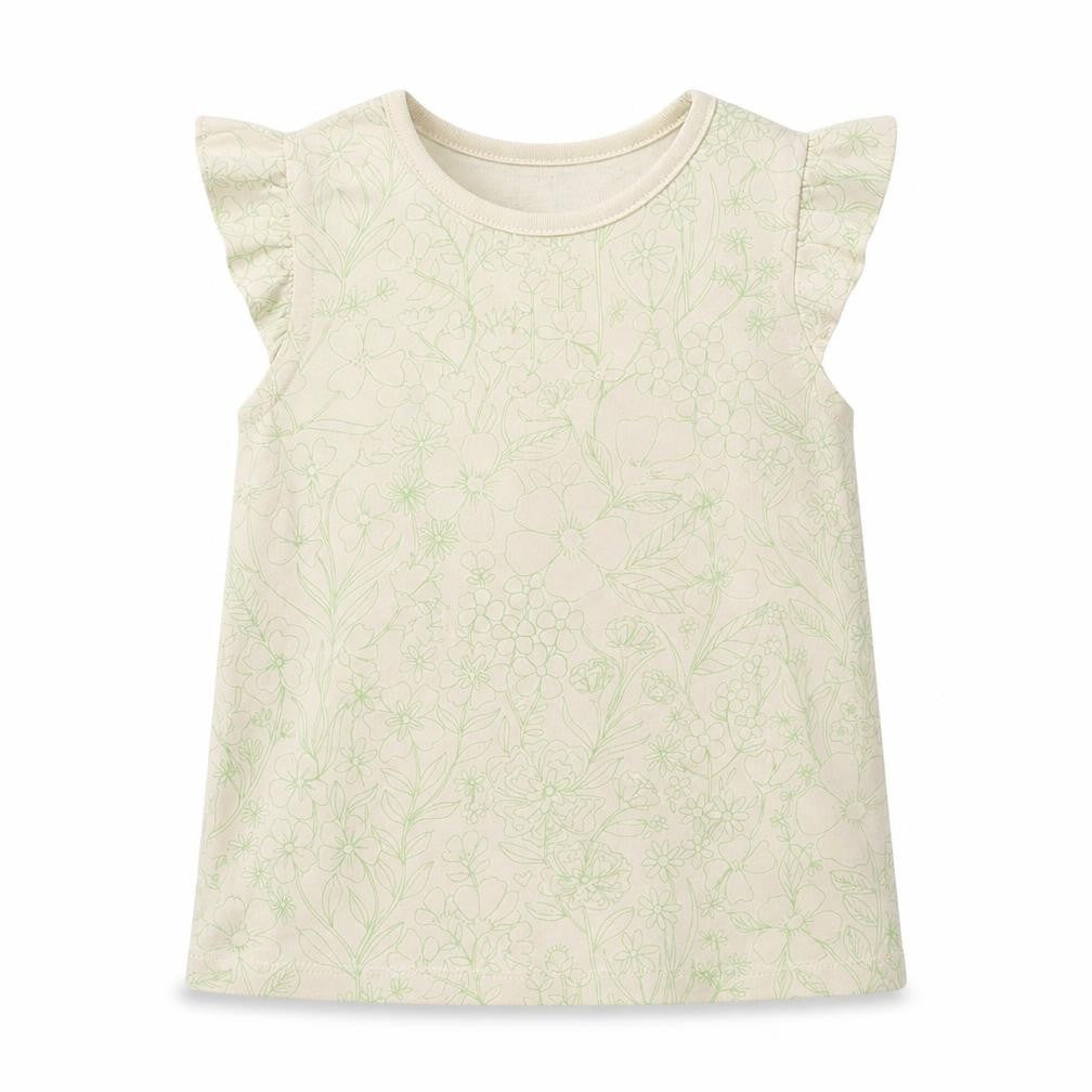 Front view of George Baby Ivory Floral Cotton Basic Tank, size 12-18, Months Crew Neck Pullover