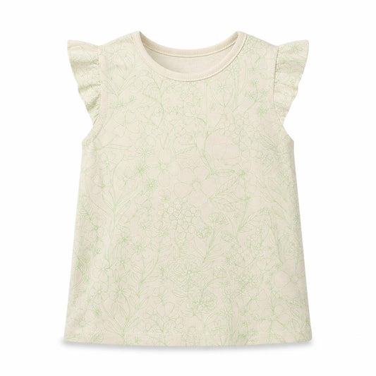 Front view of George Baby Ivory Floral Cotton Basic Tank, size 12-18, Months Crew Neck Pullover