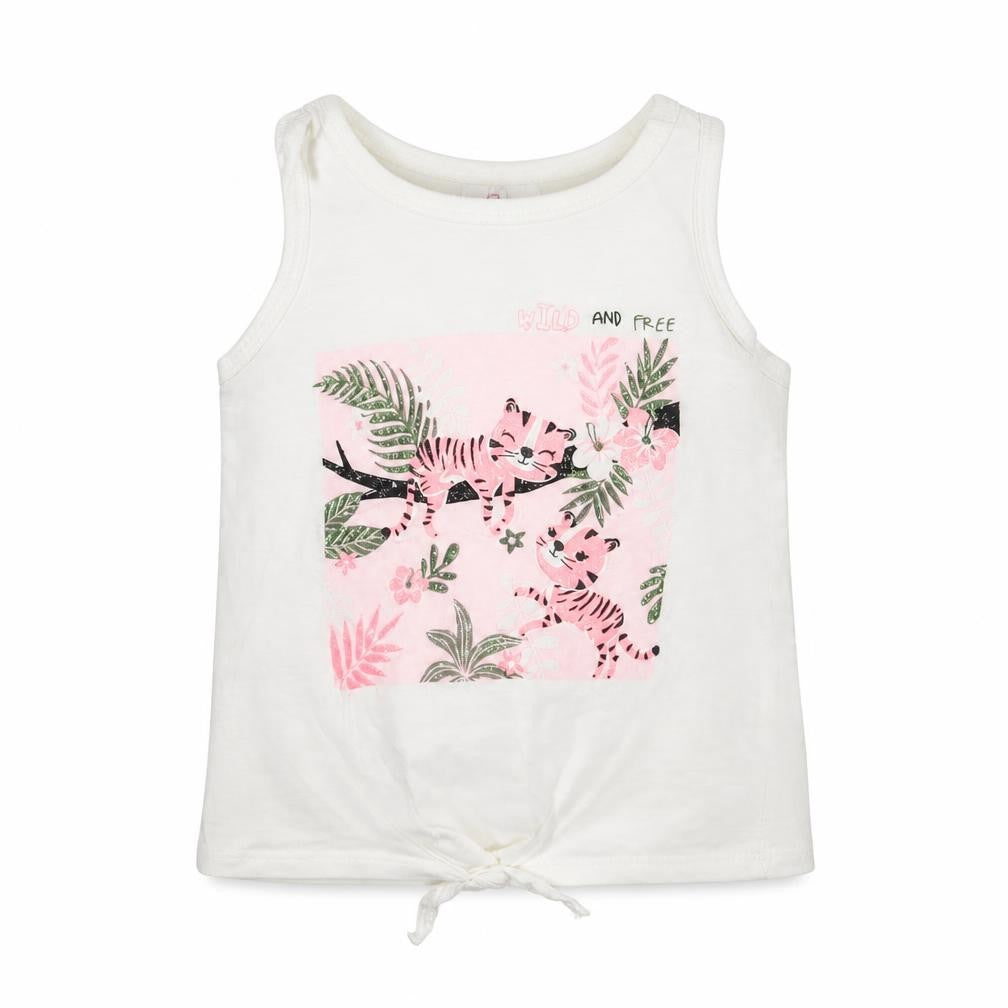 Front view of So Cute Baby White Cotton Pullover Tank, size 12-18, Months Crew Neck Pullover - Cute Tigers