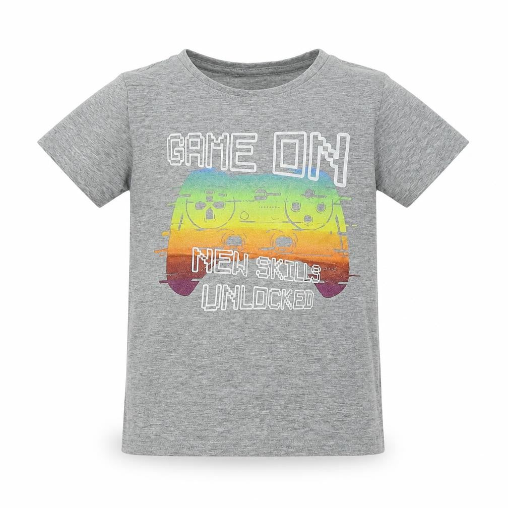 Dunnes Stores Boys Grey Cotton Basic T-Shirt Size 6 Years Round Neck - Game On