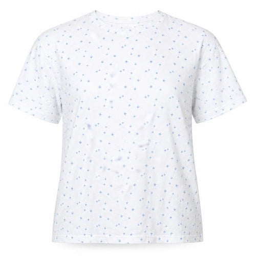 Dunnes Stores Womens White Floral Cotton Basic T-Shirt Size M Round Neck