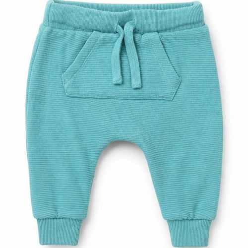 F&F Boys Blue Cotton Jogger Trousers Size 0-3 Months Drawstring